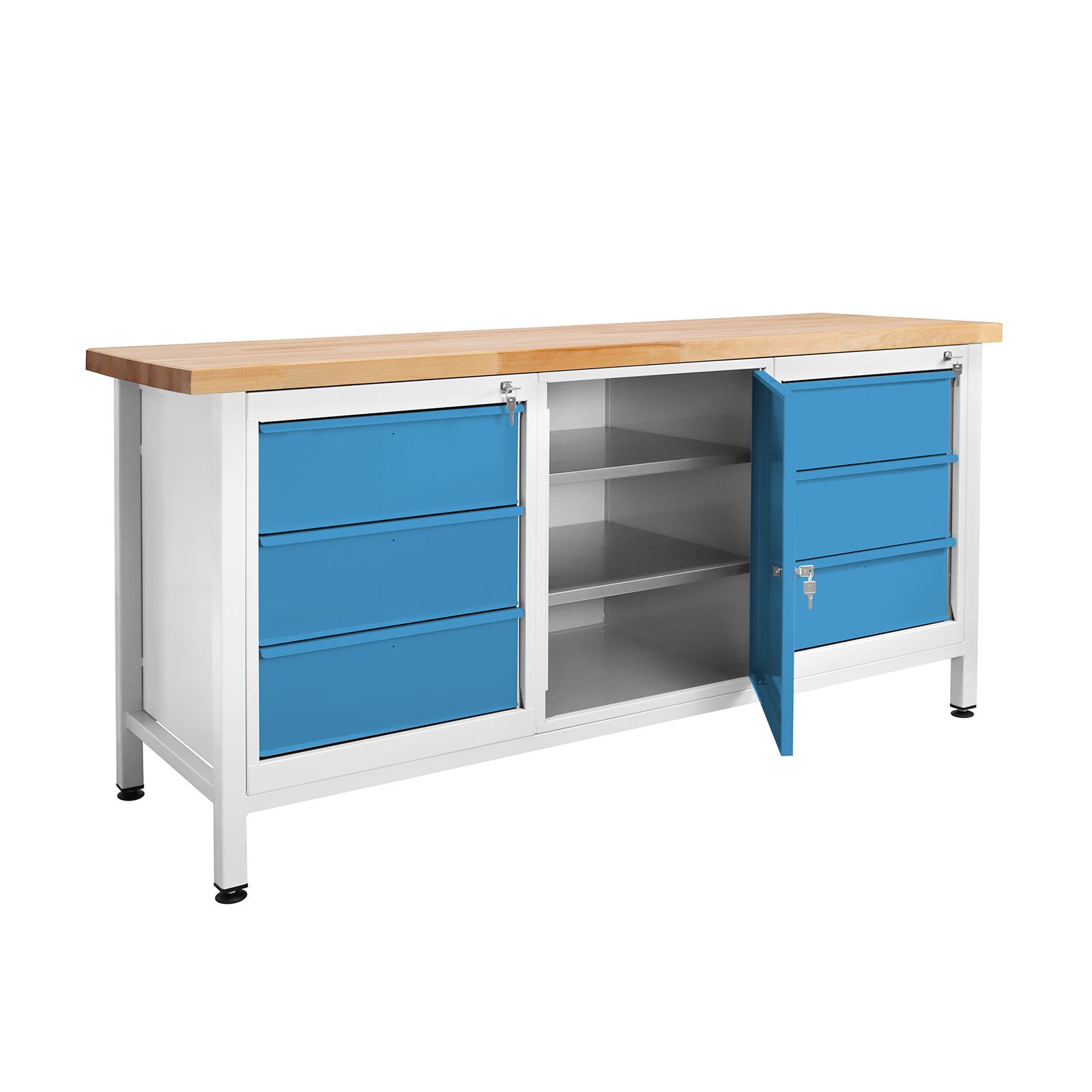 ADB Werkbank, Packtisch 1700x840x600 mm 6 Schubladen + 1 Tür – Bild 3