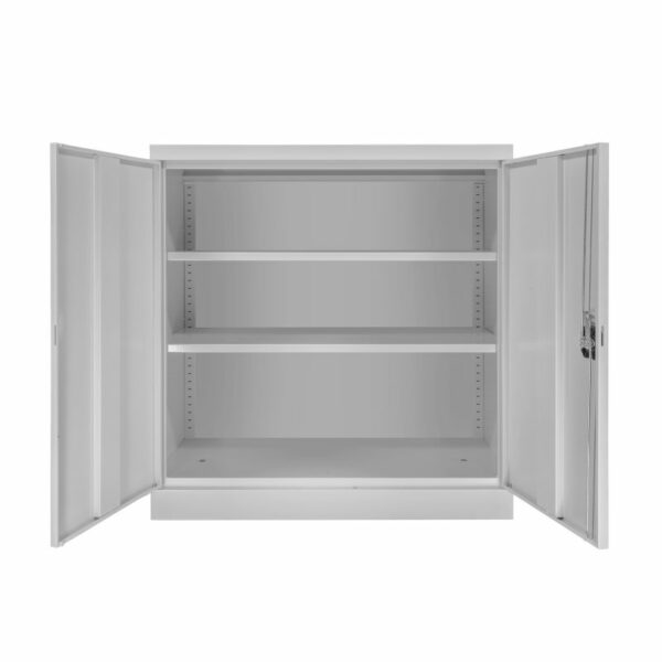 MAVAX Stahlschrank abschliessbar mit 2 Fachböden, grau – Bild 3