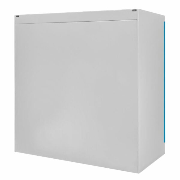 MAVAX Stahlschrank abschliessbar mit 2 Fachböden, blau/grau – Bild 4
