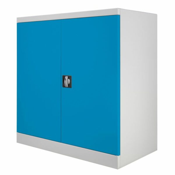 Alternative view of MAVAX Stahlschrank abschliessbar mit 2 Fachböden, blau/grau