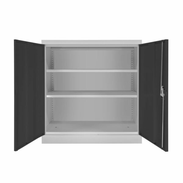 MAVAX Stahlschrank abschliessbar mit 2 Fachböden, anthrazit/grau – Bild 4
